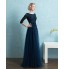 Formal Evening Dress Sheath / Column Scoop Floor-length Lace / Satin / Tulle with Beading / Bow(s) / Sash / Ribbon  