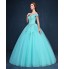 Formal Evening Dress Ball Gown Off-the-shoulder Floor-length Tulle with Appliques / Crystal Detailing  