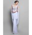 TS Couture? Cocktail Party Dress - Open Back Plus Size / Petite Sheath / Column V-neck Floor-length Chiffon with Crystal Detailing / Draping / Ruching  